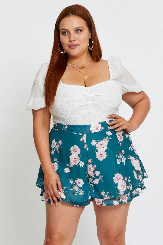 Bold fashion choices for the confident woman   Floral Print Shorts High Rise Double Layer