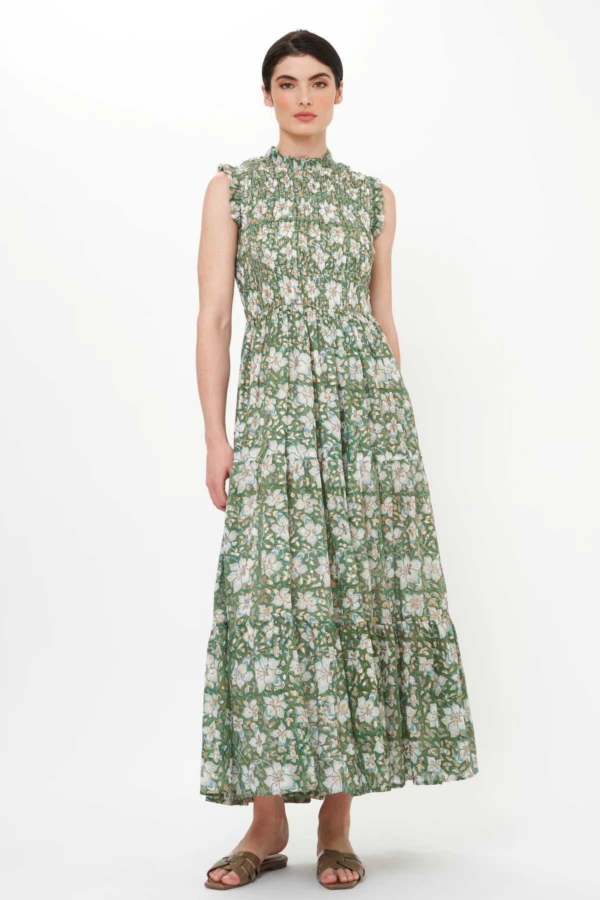 Dress to impress with elegant women’s wear   Sleeveless Smocked Maxi Dress - Ivy Olive