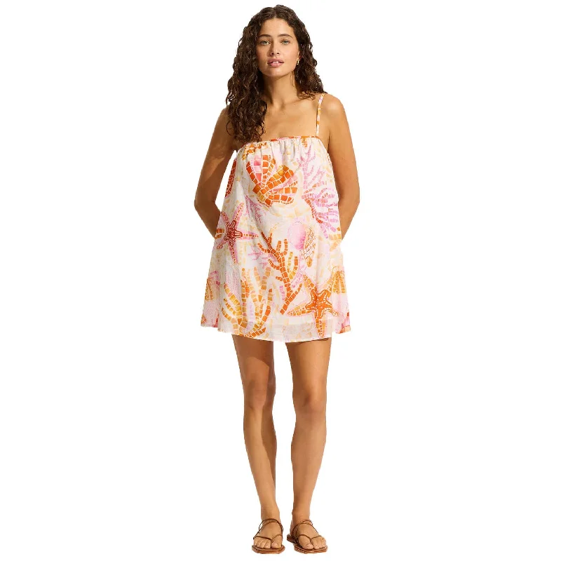 Stylish women’s clothing designed for comfort   Seafolly La Mer Bandeau Mini Dress Cover Up - White