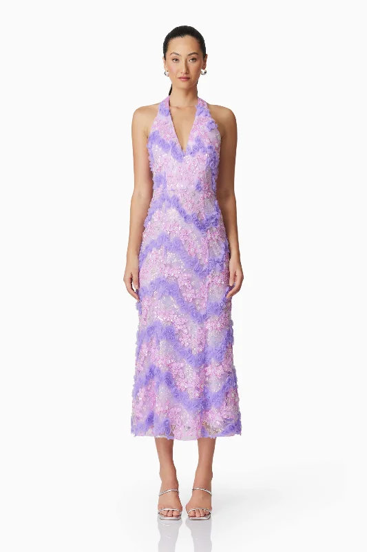 Refresh your wardrobe with high-quality women’s fashion   Vonni Halter Maxi Dress in Purple