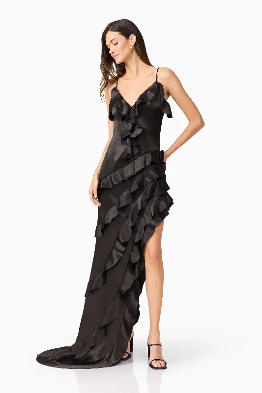 Bold, confident, and stylish women’s clothing   Kyla Asymmetrical Maxi Dress In Black
