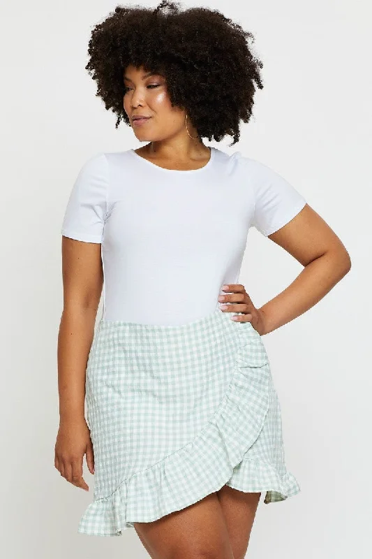 Feminine silhouettes for the modern woman   Check Skort Skirt High Rise Frill Hem