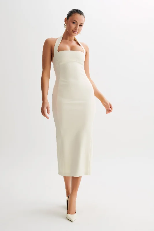 Women’s clothing to inspire confidence and beauty   Amelita Suiting Halter Midi Dress - Ivory