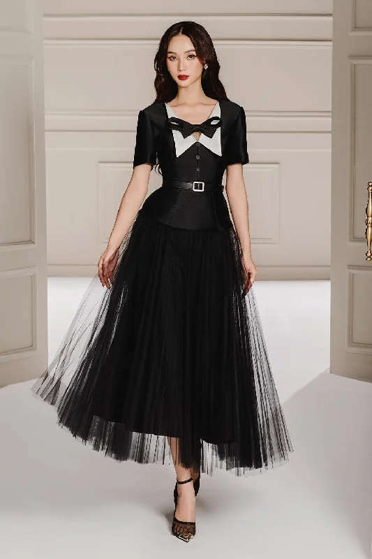 Stylish clothing designed to flatter every woman   Panda Fit and Flare V-Neck Taffeta Midi Dress