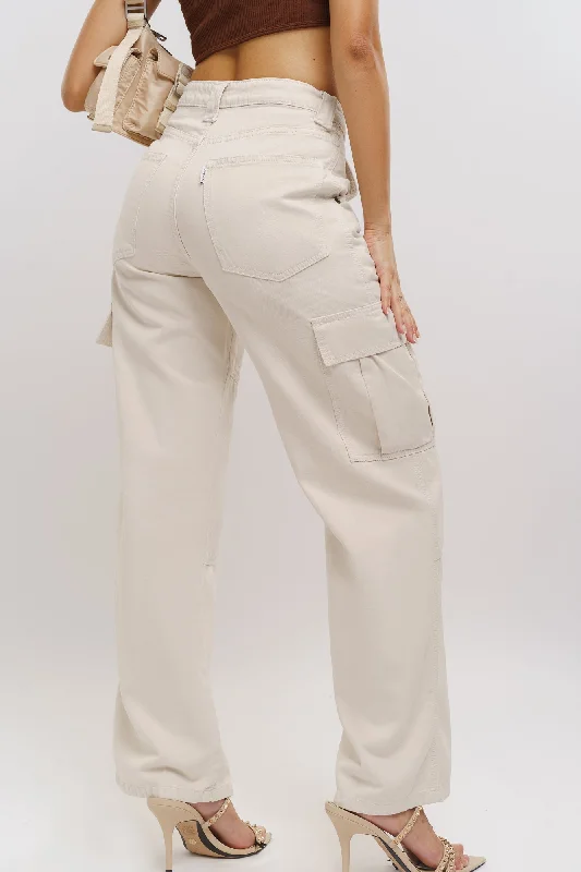 Stylish clothing designed to flatter every woman   Ecru Denim Cargo Pants
