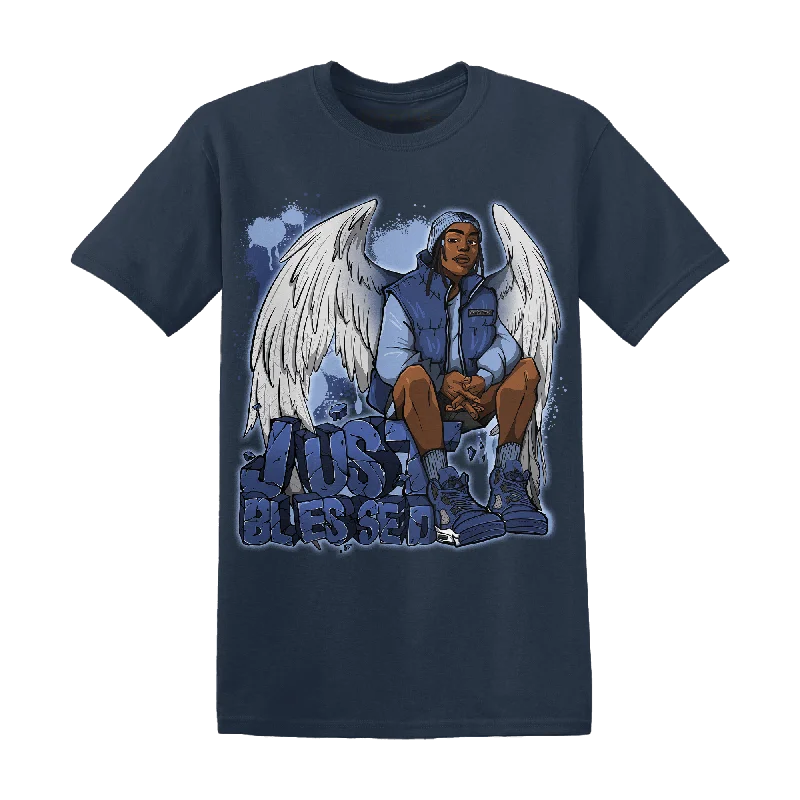 Comfortable yet stylish outfits for women on the go   NastyJamz Midnight Navy 5s T Shirt Match Just Blessed