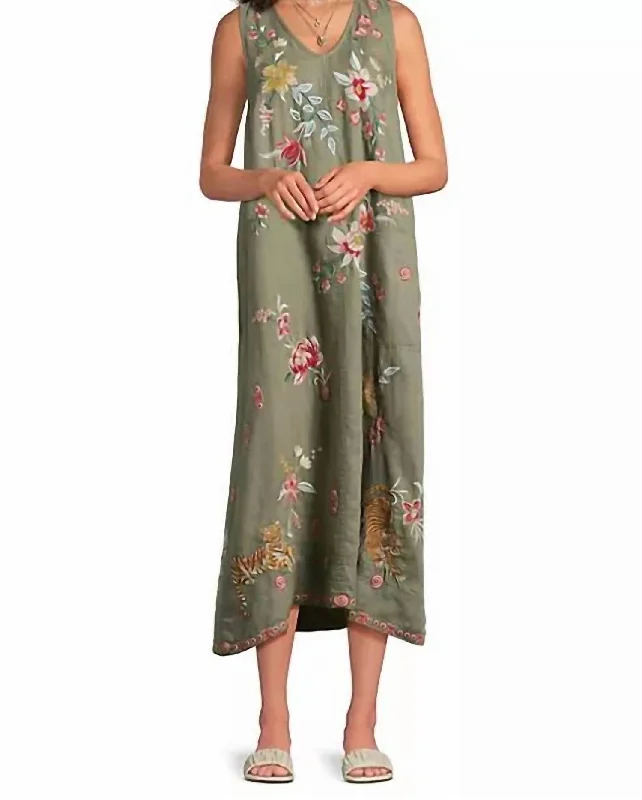 Bold and beautiful clothing for every woman   Andrean Linen Tank Dress In Tortoise