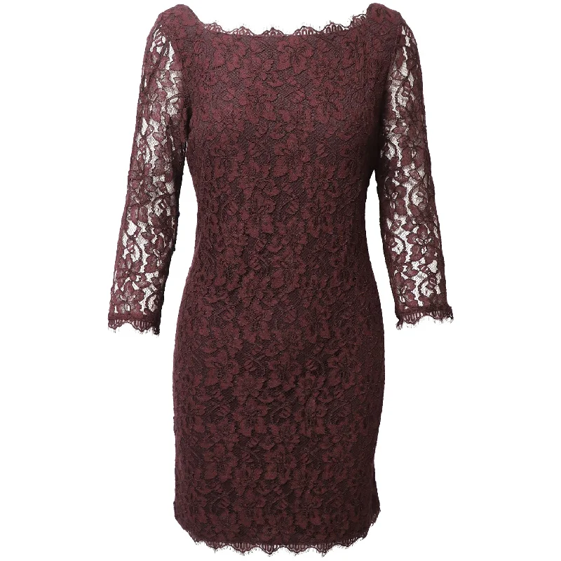 A perfect wardrobe for fashionable women   Diane Von Furstenberg Lace Dress in Burgundy Rayon