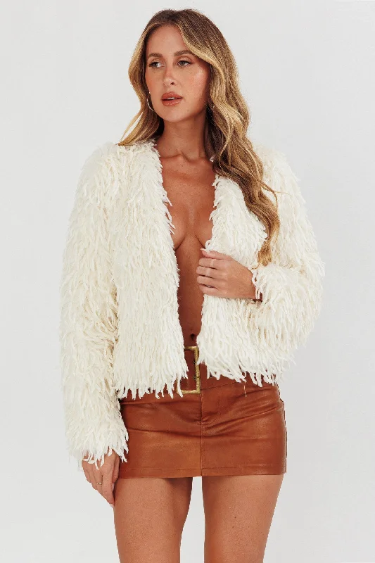 Premium quality women’s clothing at affordable prices   Montana Long Pile Faux Fur Jacket White