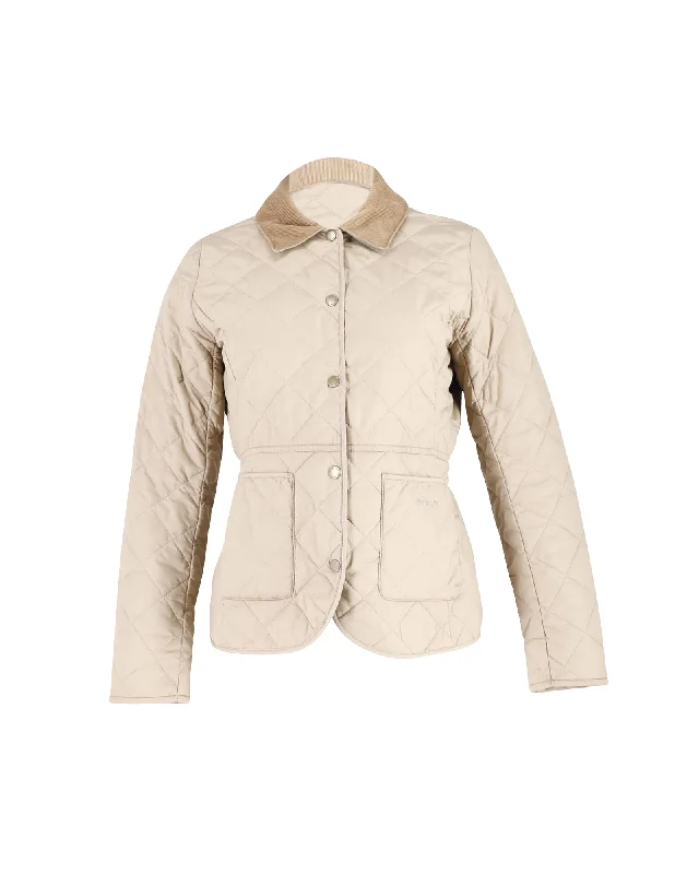 Create a timeless wardrobe with fashionable pieces   Barbour Deveron Quilted Jacket in Beige Polyester