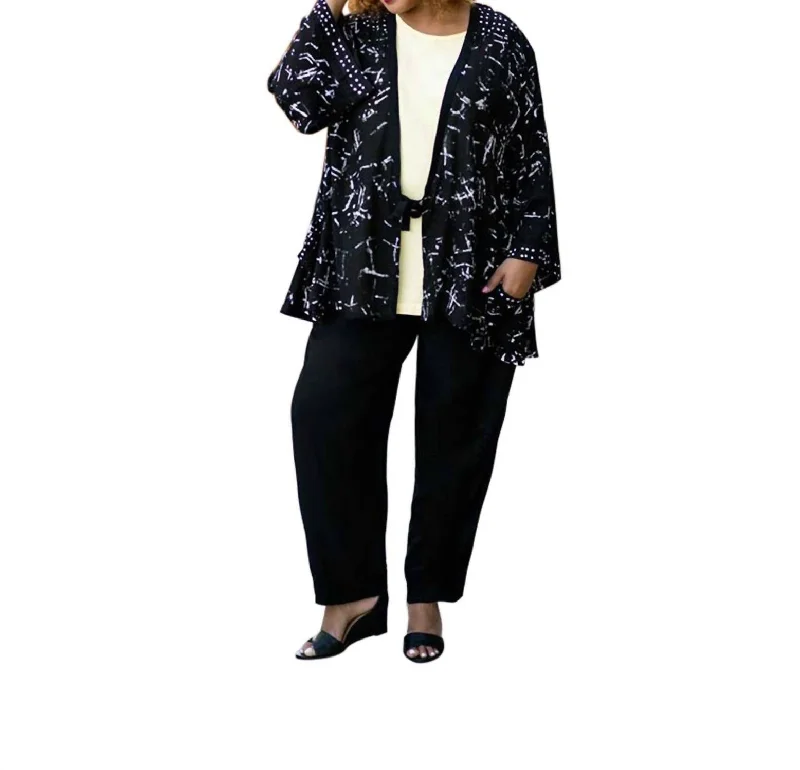Luxurious fabrics and modern designs for women   Edyth Plus Size Jacket In Black Batik