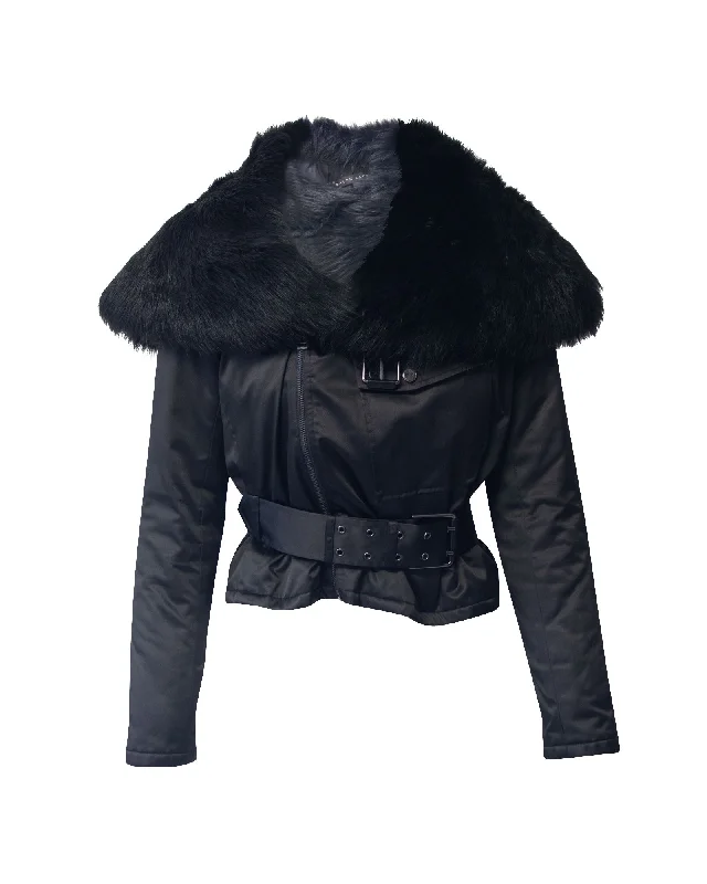 Premium quality women’s clothing at affordable prices   Ralph Lauren Fur Trim Collar Jacket in Black Polyester