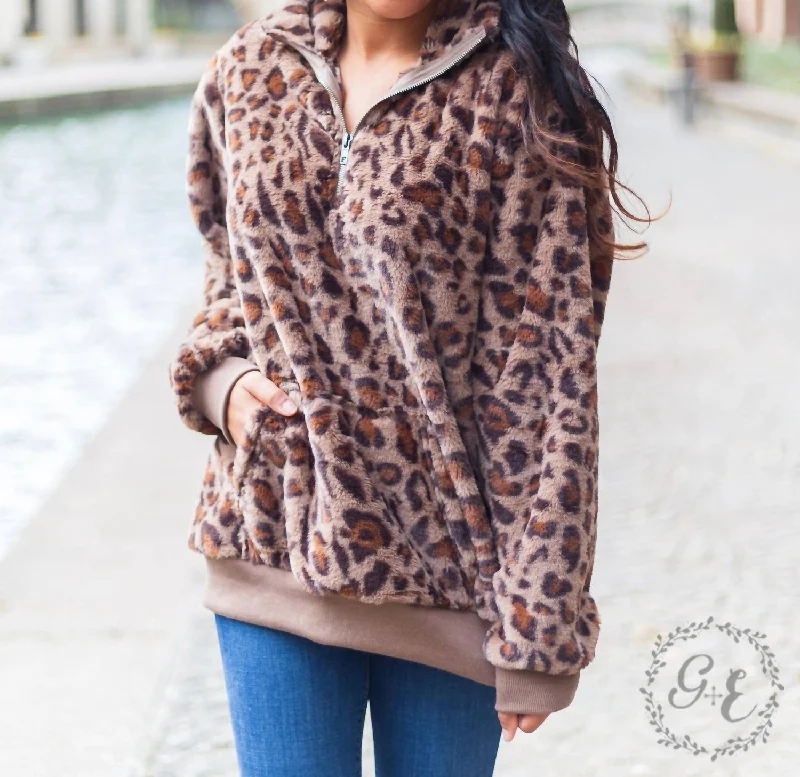 Fashion-forward women’s clothing on a budget   Untamed Leopard Sherpa With Pocket Zip Up In Leopard Print
