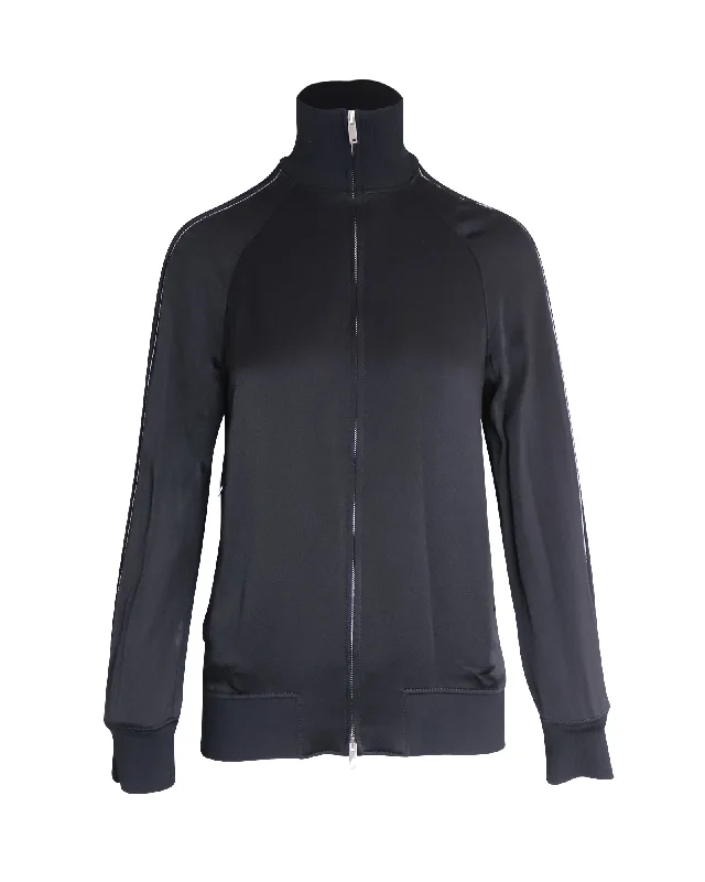 Comfortable yet fashionable women’s wear   Valentino Logo Track Jacket in Black Viscose