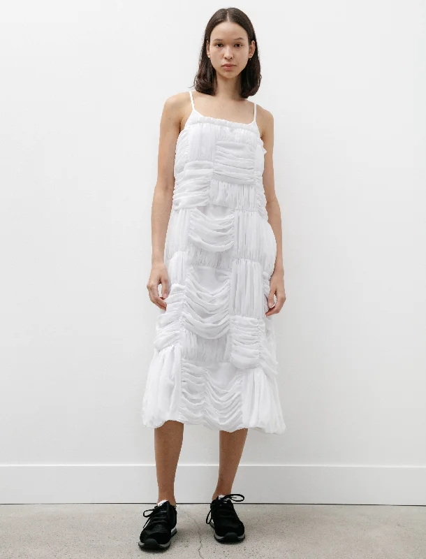Premium quality women’s clothing at affordable prices   Sleeveless Gathered Georgette Dress White