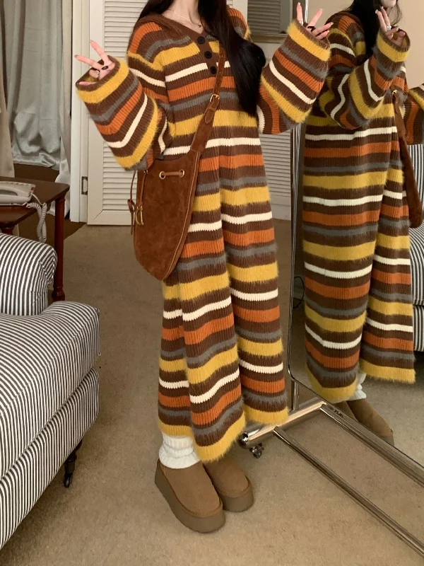 Step into style with our women’s clothing collection Striped Print Loose Sweater Dress, Casual Long Sleeve Dress For Fall & Winter, Women's Clothing Step into style with our women’s clothing collection Striped Print Loose Sweater Dress, Casual Long Sleeve Dress For Fall & Winter, Women's Clothing