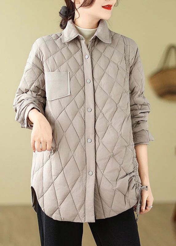 Women’s fashion that reflects your personality   Modern Grey Plaid Patchwork Tie Waist Jacket Winter