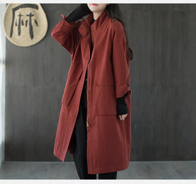 Elevate your look with premium women’s wear   New Loose Leisure 2 Color Zipper Pockets Long Sleeve Windbreaker Women Coat